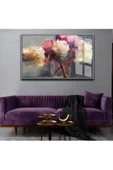 Harikabirev HARİKABİREV|MOR-VİZON ÇİÇEK TABLOSU |ÇERÇEVELİ CAM TABLO TEKLİ YATAY thumbnail 1