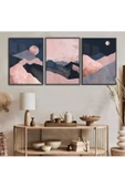 Harikabirev HARİKABİREV|PUDRA-GRİ KOMBİNİ SOYUT KOMBİN|ÇERÇEVELİ TEMPERLİ CAM TABLO 3LÜ DİKEY thumbnail 1