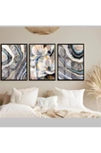 Harikabirev HARİKABİREV|SOFT-MAVİ-BEYAZ SOYUT-ÇİÇEK KOMBİNİ |ÇERÇEVELİ TEMPERLİ CAM TABLO 3LÜ DİKEY thumbnail 1