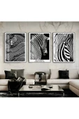 Harikabirev HARİKABİREV|SİYAH-BEYAZ EN ŞIK ZEBRA KOMBİNİ|ÇERÇEVELİ TEMPERLİ CAM TABLO 3LÜ DİKEY thumbnail 1