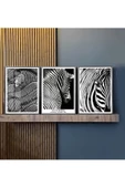Harikabirev HARİKABİREV|SİYAH-BEYAZ EN ŞIK ZEBRA KOMBİNİ|ÇERÇEVELİ TEMPERLİ CAM TABLO 3LÜ DİKEY thumbnail 2