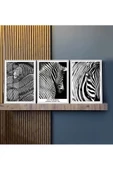 Harikabirev HARİKABİREV|SİYAH-BEYAZ EN ŞIK ZEBRA KOMBİNİ|ÇERÇEVELİ TEMPERLİ CAM TABLO 3LÜ DİKEY thumbnail 2