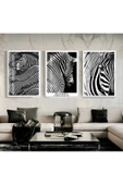 Harikabirev HARİKABİREV|SİYAH-BEYAZ EN ŞIK ZEBRA KOMBİNİ|ÇERÇEVELİ TEMPERLİ CAM TABLO 3LÜ DİKEY thumbnail 1