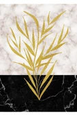 Harikabirev HARİKABİREV|GOLD-SİYAH MERMER DESEN YAPRAK KOMBİNİ|PLEKSİ ÇERÇEVELİ MDF TABLO KRFZ thumbnail 4