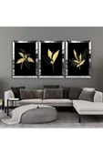 Harikabirev HARİKABİREV|GOLD-SİYAH ÇİÇEK KOMBİNİ 03|PLEKSİ ÇERÇEVELİ MDF TABLO KRFZ thumbnail 1
