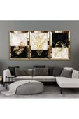 Harikabirev HARİKABİREV|GOLD-SİYAH MERMER DESEN YAPRAK KOMBİNİ|PLEKSİ ÇERÇEVELİ MDF TABLO KRFZ thumbnail 1