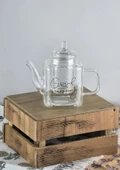 Mini Boy Borosilikat Cam Demlik - Süzgeçli Cam Bitki Demliği - 400 ML - 1