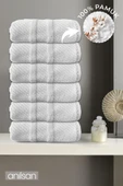 6'lı Beyaz Jakarlı El Havlusu - 50x90 Cm, 230 Gr, %100 Pamuk, Spa Ve Otel Havlusu, Günlük Kullanıma Uygun - 1