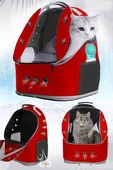 Ufo Büyük Boy Kedi Çantası 8 Kg Taşıma Kapasiteli 42x25x33 Cm Kedi Taşıma Çantası- Kırmızı - 1