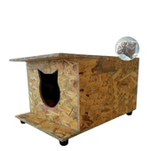 Reyo Kedi Evi Dış Ortam Uygun Ahşap Kedi Evi OSB 47x36x25 cm - 1