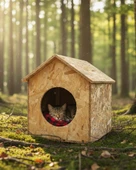 Reyo Kedi Evi Dış Ortam Uygun Ahşap Kedi Evi OSB 40x35x30 cm - CAT16 thumbnail 1