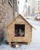 Reyo Kedi Evi Dış Ortam Uygun Ahşap Kedi Evi OSB 46x34x34 cm - CAT26 thumbnail 1