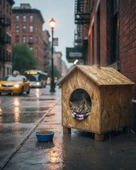 Reyo Kedi Evi Dış Ortam Uygun Ahşap Kedi Evi OSB 43x40x37 cm - CAT09 thumbnail 1