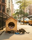 Reyo Kedi Evi Dış Ortam Uygun Ahşap Kedi Evi OSB 43x40x37 cm - CAT09 thumbnail 2