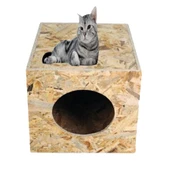 Reyo Kedi Evi Dış Ortam Uygun Ahşap Kedi Evi OSB 40x30x30 cm - 3