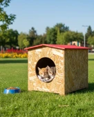 Reyo Kedi Evi Dış Ortam Uygun Ahşap Kedi Evi OSB 39x37x34 cm - CAT08 thumbnail 3