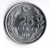 T.C. 25 Lira 1986 (mp1874) - 2