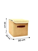 Jüt Kapaklı Dolap Içi Çamaşır Oyuncak Düzenleyici Katlanır Saklama Kutusu 30x30x30 cm - 6