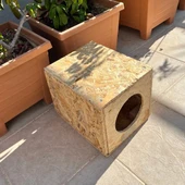 Reyo Kedi Evi Dış Ortam Uygun Ahşap Kedi Evi 34x27x24 cm - 1