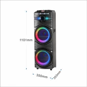 Zore GD-2016 Dijital LED Göstergeli FM Radyolu Mikrofonlu RGB TWS Çift 12 inç Stereo Bass Kablosuz Karaoke Hoparlör thumbnail 12