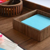Woodsaka Gobi Not Kağıdı Kutusu ve Ataçlık - Ceviz - 6