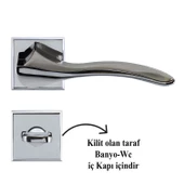 Bilecik WC Banyo Kapı Kolu Krom İnox Sağa Sola Uygun İç Dış Wc Kapısı Kilitlenebilir 1 Takım thumbnail 2