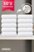 50'li Greek Beyaz Banyo Havlusu - 70x140 Cm, 490 Gr, %100pamuk, Spa Ve Otel Havlusu (50 Adet) - 1