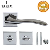 Bilecik WC Banyo Kapı Kolu Krom İnox Sağa Sola Uygun İç Dış Wc Kapısı Kilitlenebilir 1 Takım thumbnail 1