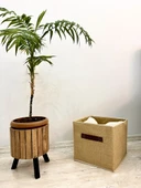 Jüt Kapaksız Dolap İçi Çamaşır Oyuncak Düzenleyici Katlanır Saklama Kutusu Organizer 30x30x30 cm - 5