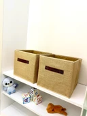 Jüt Kapaksız Dolap İçi Çamaşır Oyuncak Düzenleyici Katlanır Saklama Kutusu Organizer 30x30x30 cm - 6