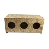 Reyo Kedi Evi Dış Ortam Uygun 3'lü Ahşap Kedi Evi OSB 93x41x39 cm - 1