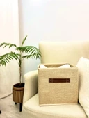 Jüt Kapaksız Dolap İçi Çamaşır Oyuncak Düzenleyici Katlanır Saklama Kutusu Organizer 30x30x30 cm - 4