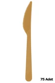 Plastik Gold Altın Renkli Lüx Parti Doğum Günü Bıçak - 18 Cm. - 25 Adetlik 3 Paket - 1