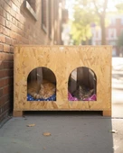 Reyo Kedi Evi Dış Ortam Uygun Ahşap Kedi Evi Double OSB Minderli 61x41x36 cm - CAT51M thumbnail 3