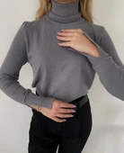 Kadın Boğazlı Kazak Gri thumbnail 2