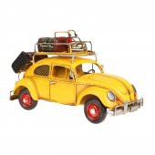 3396S-EL YAPIMI DEKORATİF KUMBARALI ÇERÇEVELİ SARI METAL WOSWOS METAL ARAÇ 25*11*15 - 2