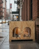 Reyo Kedi Evi Dış Ortam Uygun Ahşap Kedi Evi Double OSB 61x41x36 cm Bölmeli - CAT50 thumbnail 1