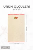 6'lı Bej Çilek Desen Mutfak Havlusu Seti - 40x70 cm, 120 gr El ve Yüz Havlusu - 3