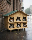 Reyo Kedi Evi Dış Ortam Uygun Ahşap Kedi Evi OSB 100X95X50 cm - CAT27 thumbnail 1