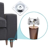 4'lü Set Ahşap 15 cm Mobilya Koltuk Kanepe Sehpa Masa Ayağı Ayakları M8 Civatalı Bağlantı Aparatlı - 4