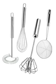 Online Kapında 4'lü Set Otomatik Basmalı Çırpıcı, Yağ Kevgiri, Tel Çırpıcı, Yumurta Çırpıcı Sos - 1