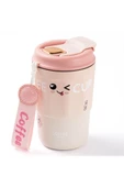 OKADI PRATİK PEMBE PASLANMAZ ÇELİK TERMOS BARDAK 380ML - 1
