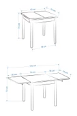 Vilinze Avanos Ahşap Katlanır Kanatlı Mdf Mutfak Masası - 70x70+70 (70x140) cm - 4