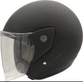 Motosiklet Kaskı Mat Siyah Motor Kask Yarım Açık Geniş Açı Kask Abs Kabuk Malzeme Motorcı Kaskı L-XL - 2