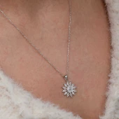 Gümüş Beyaz Manolya Çiçeği Kadın Kolye  SL9967 thumbnail 6