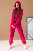 Fuşya Basic Kapüşonlu Kız Çocuk Eşofman Takımı 19594 - 5