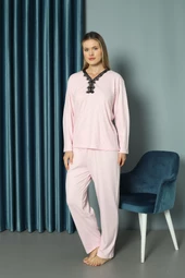 Kadın Orta Yaş ve Üzeri Regular Yüksek Kalite Puantiyeli Pamuk Bambu Anne Pijama Takımı 143 - 7