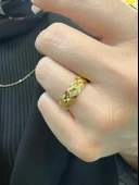 22 Ayar Altın 6 mm Hareli Bombe Çok Şık Alyans Yüzük thumbnail 2