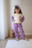 KIZ ÇOCUK KOL TRİKO MODELLİ PUNCH İŞLEMELİ GABARDİN PANTOLONLU 2Lİ TAKIM - 8