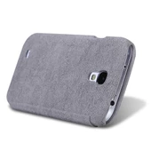 Nillkin i9500 Galaxy S4 ile Uyumlu Nillkin Ağaç Dokulu Kapaklı Kılıf Gri - 3